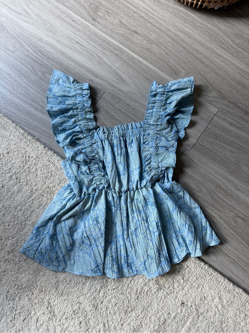 Boutique Light Blue Ruffled Top